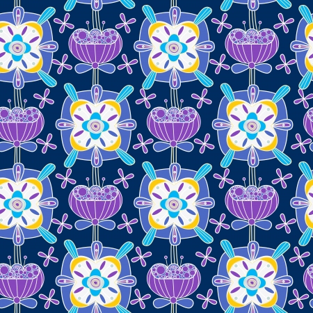 Seamless texture with drawing tribal flowersのイラスト素材