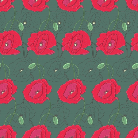 Seamless vector background with drawing flowersのイラスト素材
