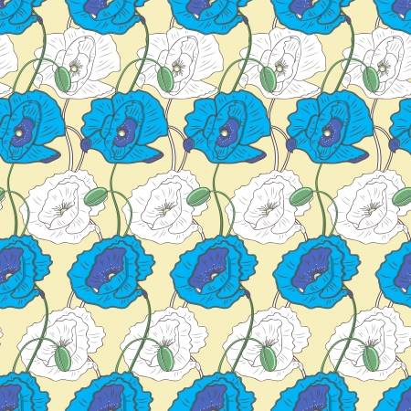 Seamless background with drawing flowersのイラスト素材