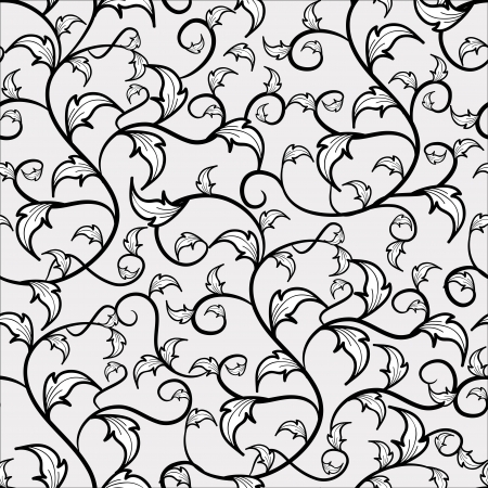 Seamless texture with drawing branch and small leafsのイラスト素材