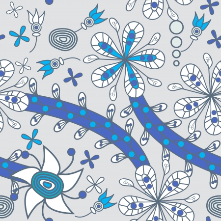 Seamless vector background with drawing flowersのイラスト素材