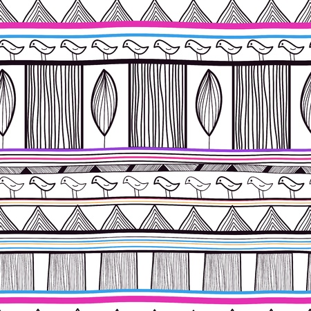 Seamless vector background with tribal patternのイラスト素材