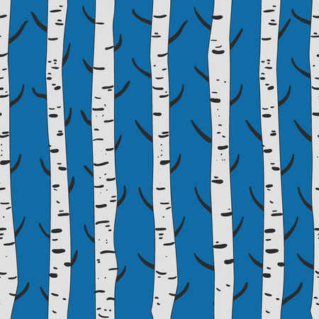 Seamless vector texture with birds and treesのイラスト素材