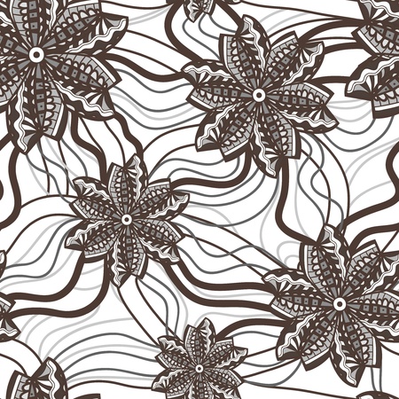 Seamless vector texture with tribal flowersのイラスト素材