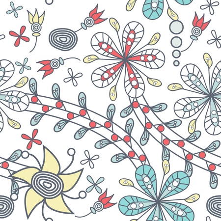 Seamless background with drawing flowersのイラスト素材