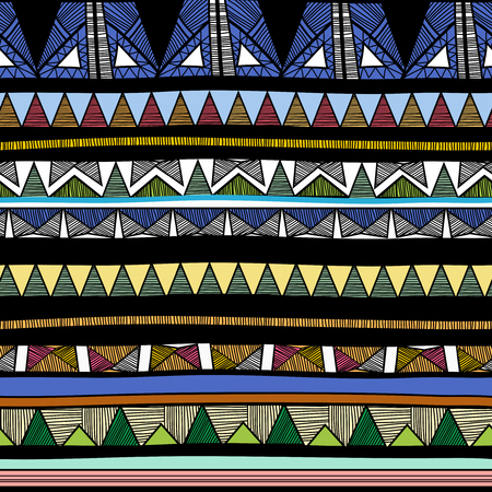 Abstract vector seamless pattern with bright tribal ornamentのイラスト素材