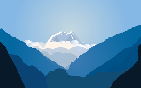 Vector illustration with mountainsのイラスト素材