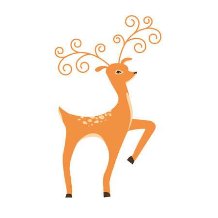 Cartoon deer vector illustration. Pretty little deer isolated on white background.のイラスト素材