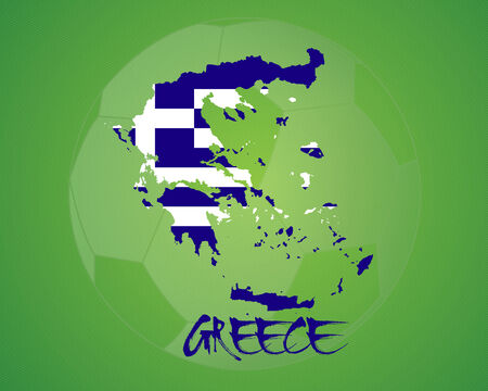 GREECE vector illustration, map with soccer ballのイラスト素材
