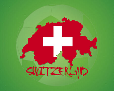 SWITZERLAND vector illustration, map with soccer ballのイラスト素材