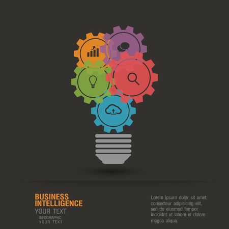 Business infographic concept by a light bulb and gearsのイラスト素材