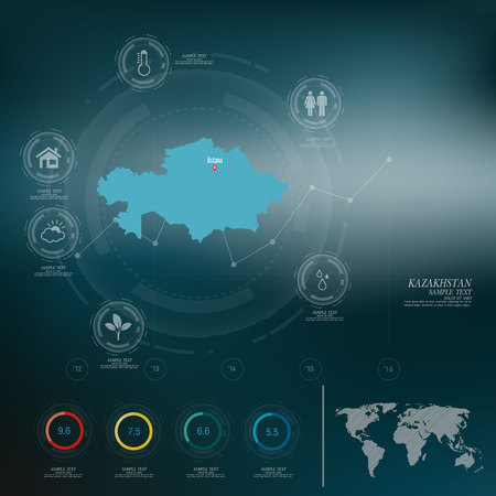KAZAKHSTAN map infographicのイラスト素材