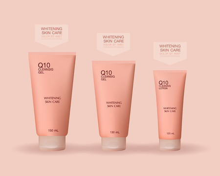 Pastel pink Lotion Packaging Template set Vector Illustration.のイラスト素材