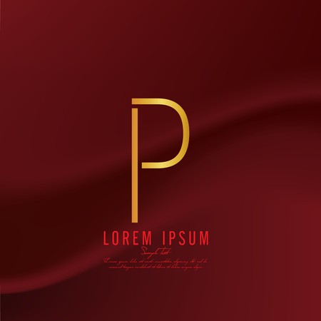 Golden letter P logo template. Vector illustrationのイラスト素材