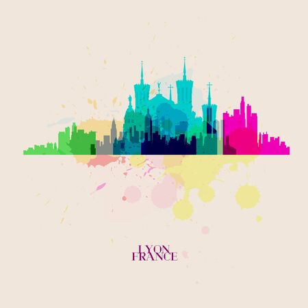 LYON Vector silhouettes of the cityのイラスト素材