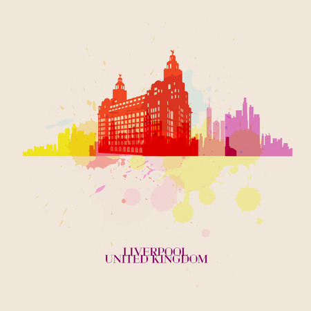 LIVERPOOL Vector silhouettes of the cityのイラスト素材