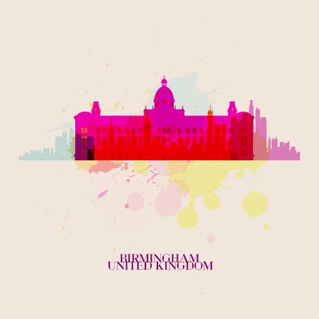 BIRMINGHAM Vector silhouettes of the cityのイラスト素材