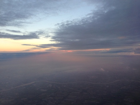 Chao Phraya River from above. Taken during sunset. の素材