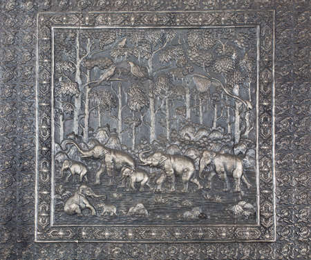 Silver lacquer Show stories of Thai literatureの写真素材