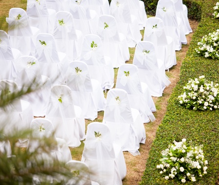 Tropical settings for a wedding on mountainの写真素材