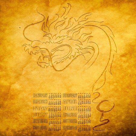 Calendar 2012, year of dragon の写真素材