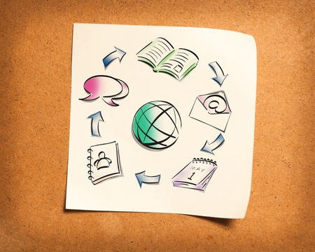 paper note on wood backgroundの写真素材