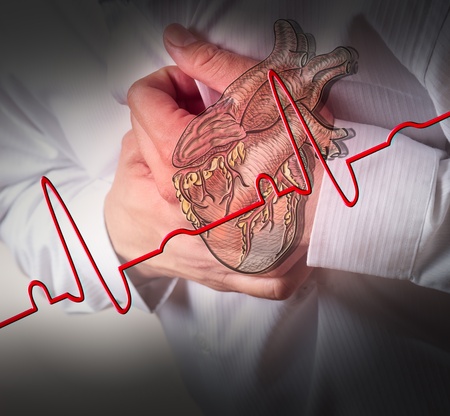 Heart Attack and heart beats cardiogram background
