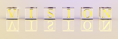 3D vision in glass cube with reflaction for business strategyの写真素材