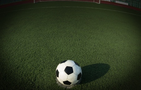 Soccer ball in goal, success conceptの写真素材