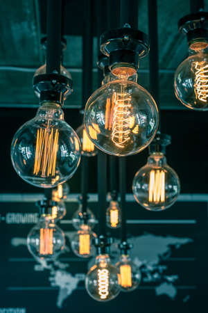 Modern light bulb backgroundの写真素材