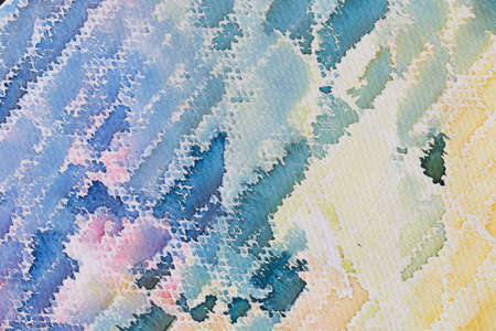 hi-res close up water color painting on watercolor paper texture using for backgroundの写真素材