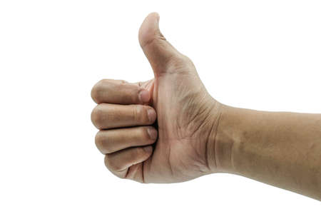 Hand with thumb up isolated on white background. Thumbs up concept