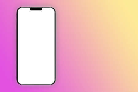 Smartphone mockup with blank screen on gradient background. 3D rendering