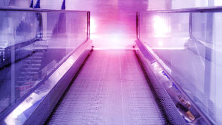 Conveyor belt with escalator in modern factory. Industrial backgroundの写真素材