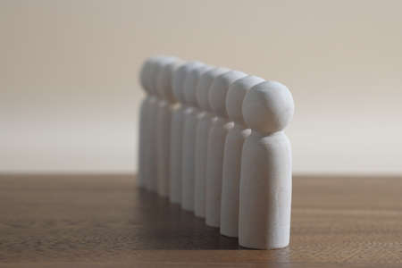 Concept of leadership, influence, crisis management. People figures and comment clouds above their heads. the search for fresh ideas and optimal solutions. Best thought, good idea, positive feedback.の写真素材