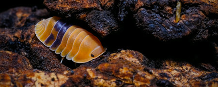 Isopod - Cubaris amber ducky, On the bark in the deep forest, macro shot isopods.の写真素材