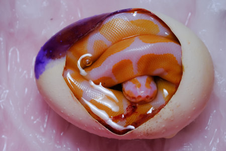 The Royal python (Python regius), Purple Albino Ball Python on white background. (Snake)