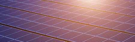 Aerial view of Solar panel, alternative electricity source - concept of sustainable resources, -...