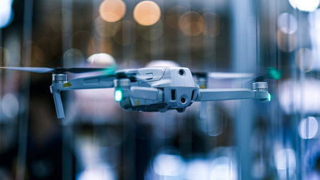 drone quadcopter with digital camera, Farmer use ai drone to monitor prediction forecast check,...