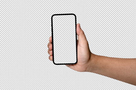 Smartphone similar to 14 with blank white screen for Infographic Global Business Marketing Plan, mockup model similar to  - Clipping Pathの写真素材