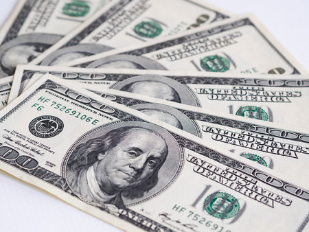 Closeup American dollars banknote. One hundred dollar banknote. earning money & saveing money...