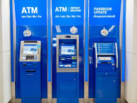 Pattaya, Chonburi /Thailand - July 19, 2018: The TMB Bank ATM in the department store. TMB ATM.のeditorial素材