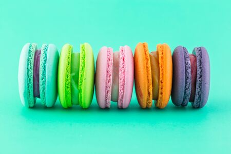 macaroon on green background の写真素材