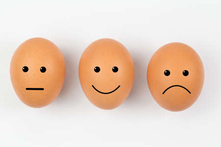 Emotion painted of eggs isolated on white background