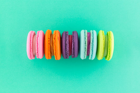 macaroon on green backgroundの写真素材