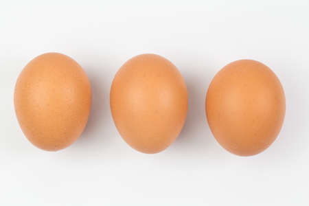 Close up of eggs isolated on white backgroundの写真素材