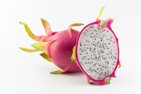 Dragon fruit isolated on white backgroundの写真素材