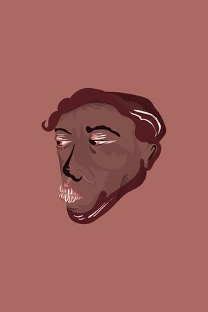 Mahogany human Head in retro style.のイラスト素材