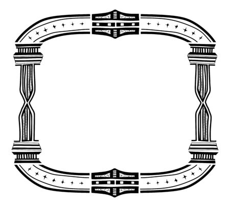 Vintage ornament doodle border frame.のイラスト素材