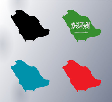 Vector illustration of saudi arabia map on a white gradient backgroundのイラスト素材
